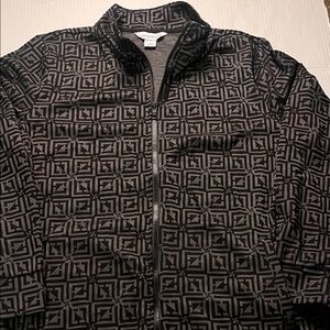Liz Claiborne Men's Geometric Black and Gray Zip-Up Sweater